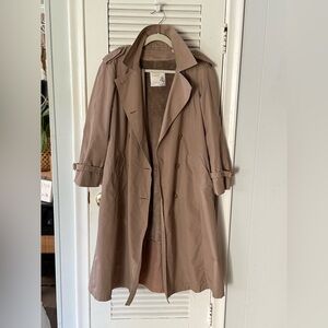 London Towne VTG Classic Beige Trench Coat Size 12 PET